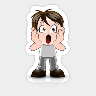 Surprised cute boy Sticker